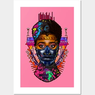 Afro Hair Black Girl Shogun Melanin Ronin Warrior Posters and Art